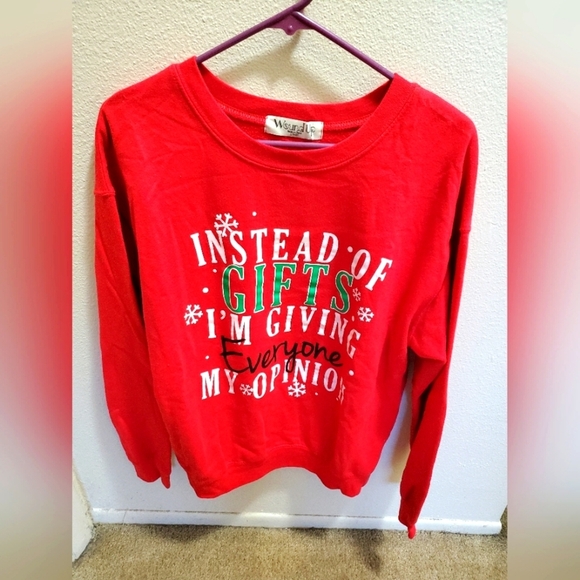 Red Christmas Sweater "Instead of gifts I'm giving everyone my opinion" - Picture 1 of 8